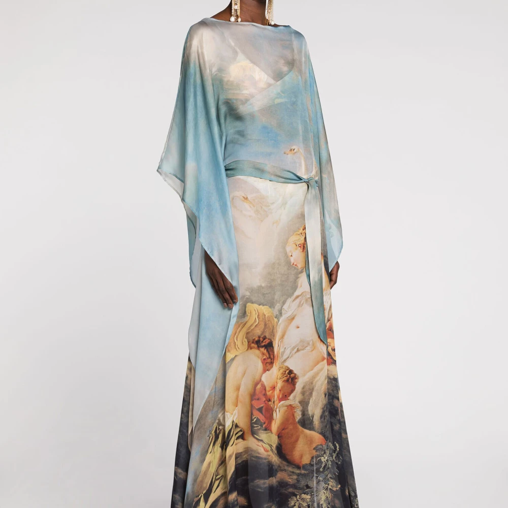 Roberto Cavalli Zijden Kaftan Maxi Jurk Multicolor Dames