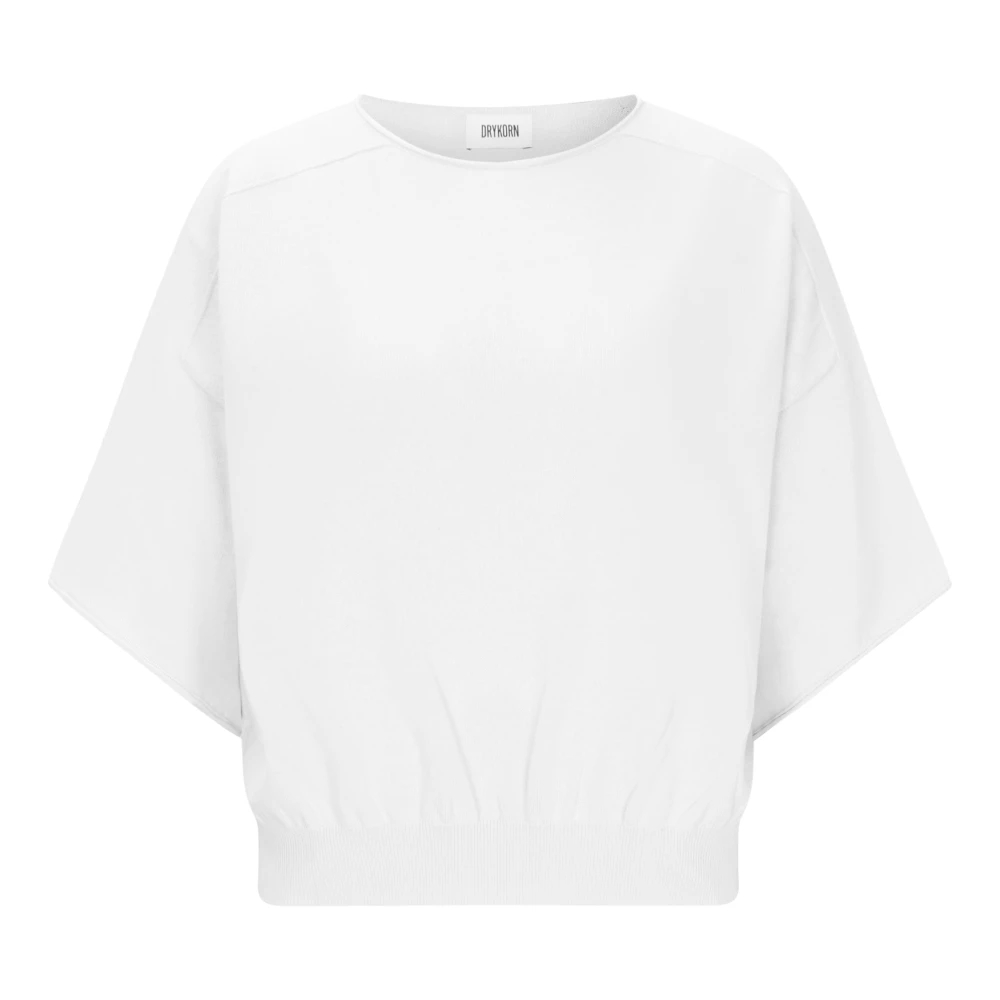 Drykorn Women's White Round-Neck Knitwear, Xs, Pullover Knit T-Shirt