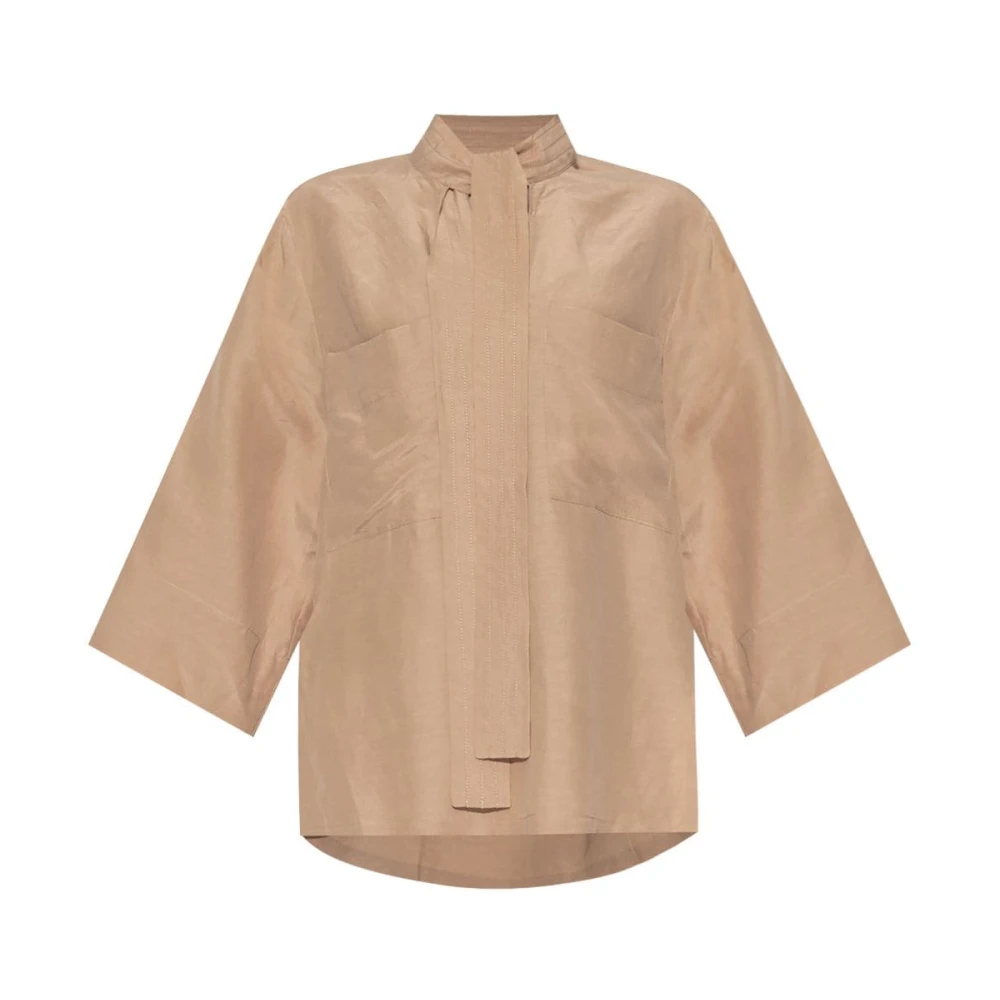 By Malene Birger Blouse met strik en zakken By Herenne Birger Beige Dames