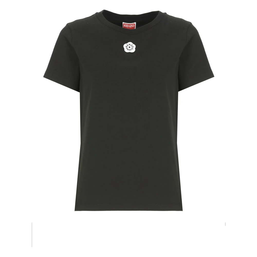 Kenzo Zwarte Bloemenpatch T-shirt Black Dames