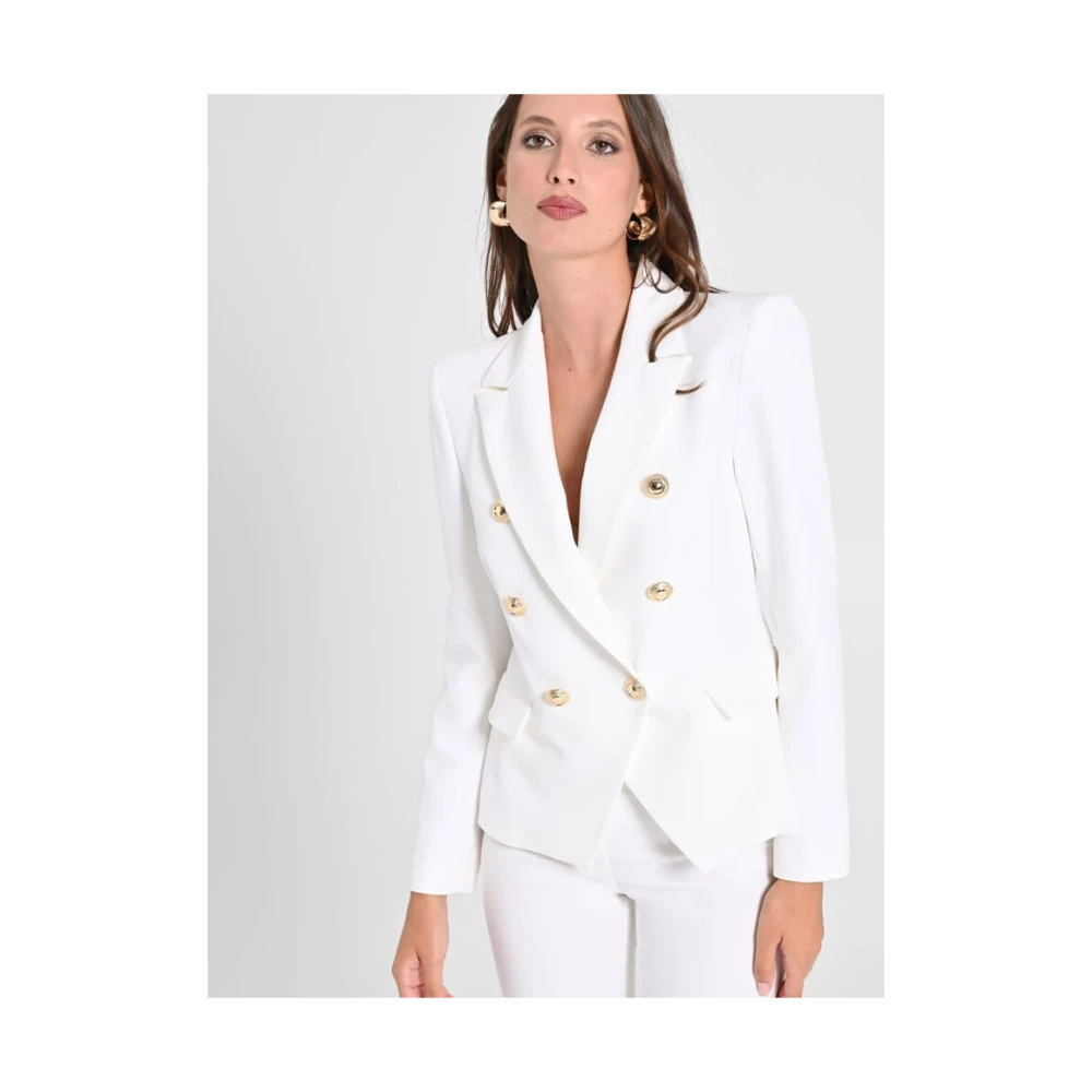 RINASCIMENTO Dubbelrijige blazer in technische stof White Dames