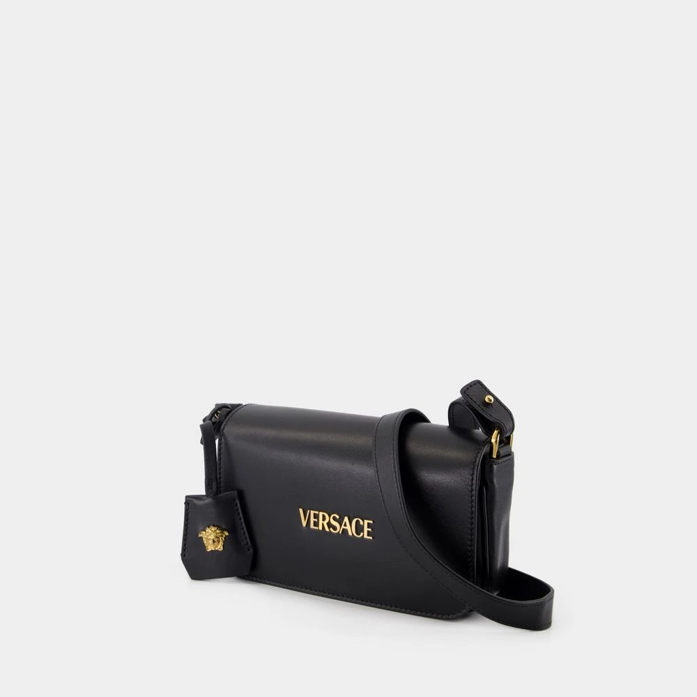 Versace Zwarte Leren Crossbody Tas met Ketting Black Dames