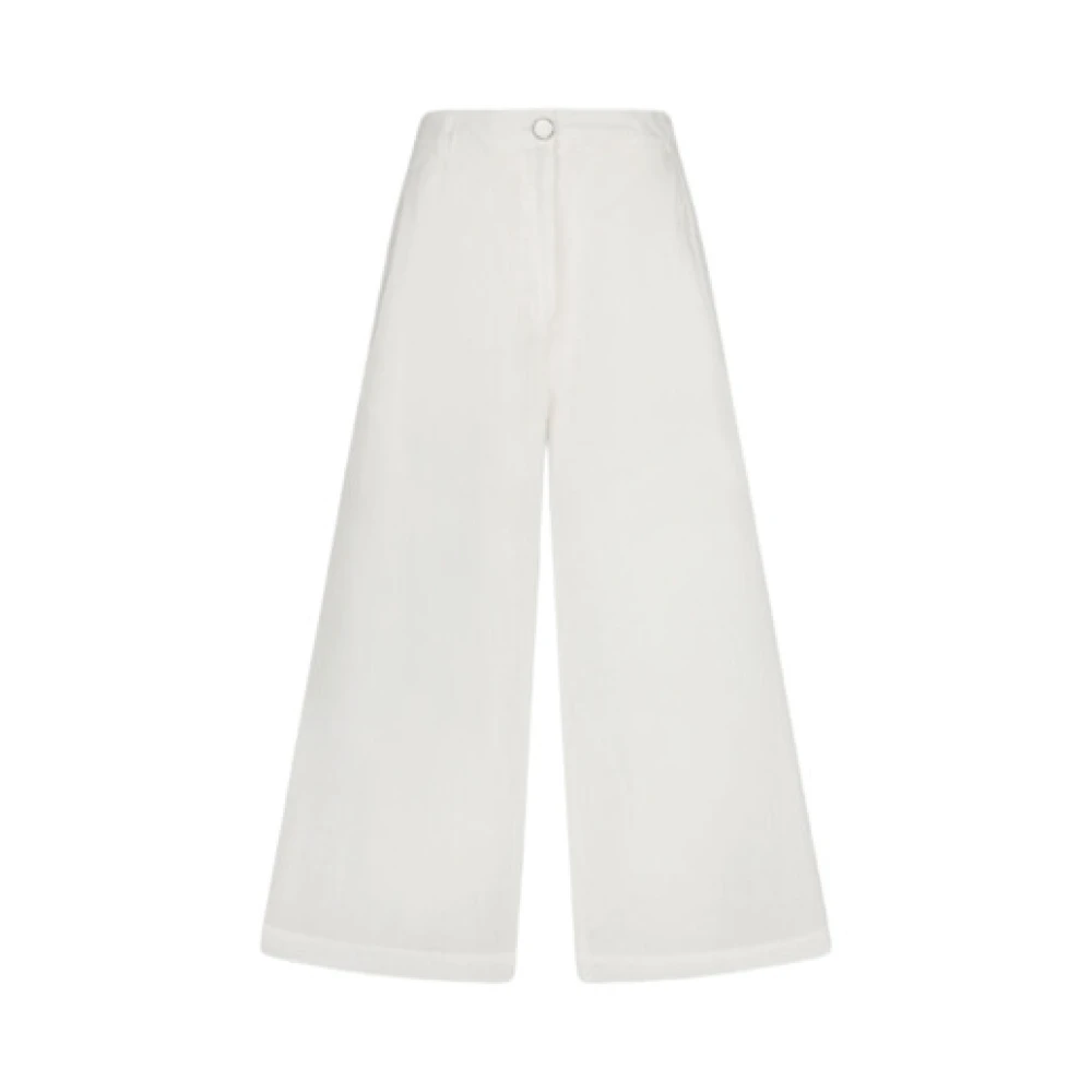 Liu Jo Women's White Wide Trousers, 2XS, Stylish Bianco Lana Trousers
