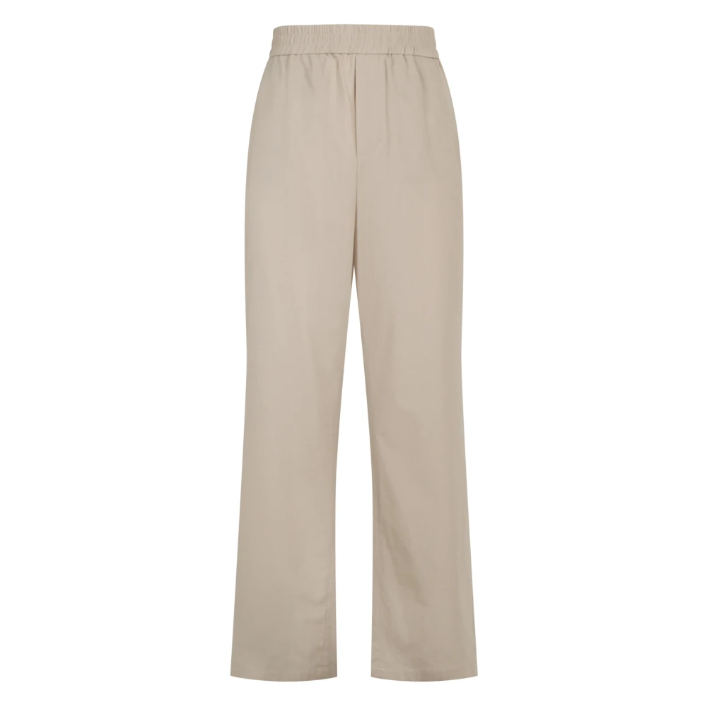 Ami Paris Wijde Pijpen Hoge Taille Katoenen Broek Beige Heren