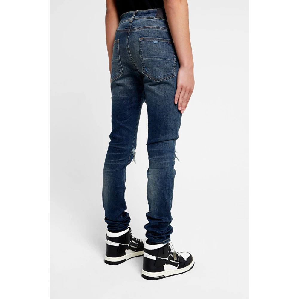 Amiri Slim Leather Lined Jeans Blue Heren