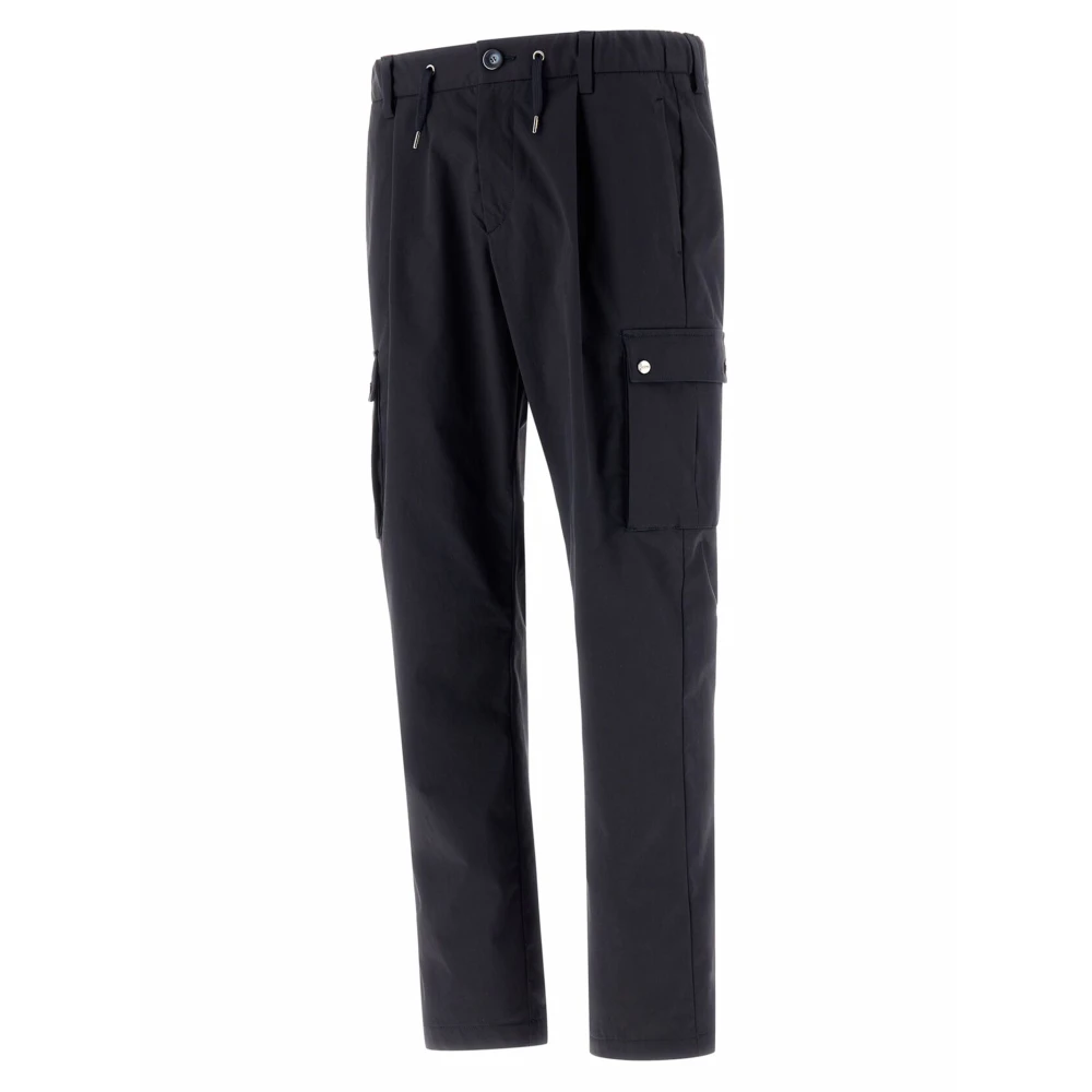 Herno Blauwe Cargo Broek Elastische Taille Regular Fit Blue Heren