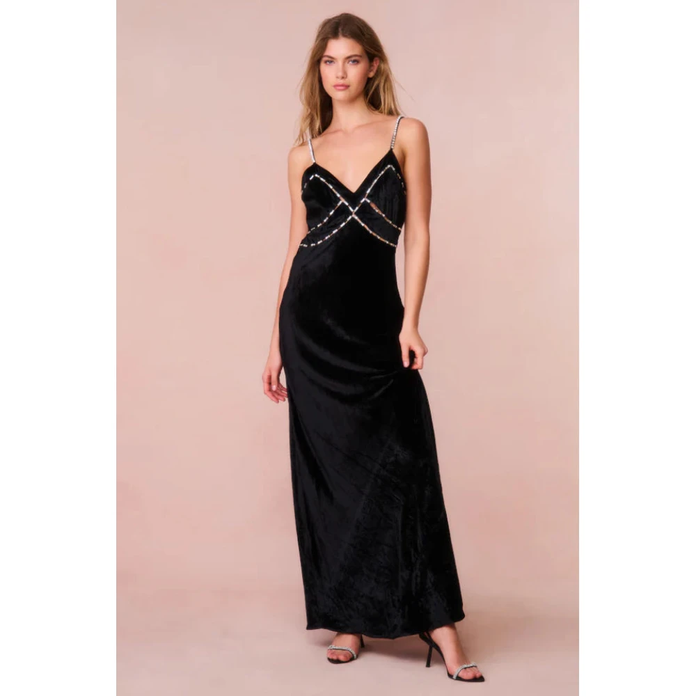 Loveshackfancy Fluwelen versierde maxi-jurk Black Dames