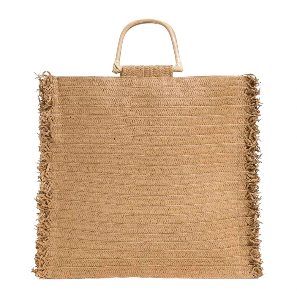 Twinset Beige Geweven Spiraal Shopper Tas Beige Dames
