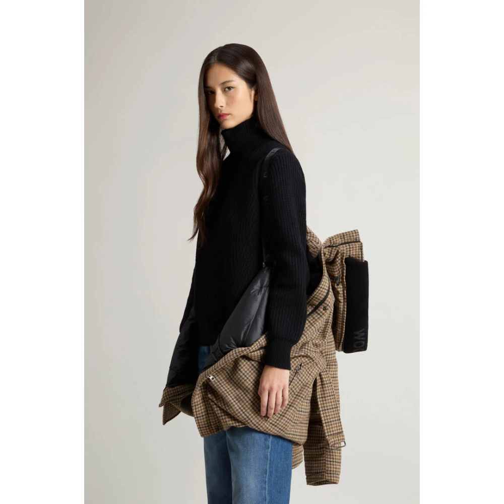 Woolrich Groene Pied De Poule Parka Jas Brown Dames