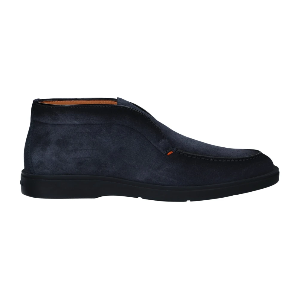 Santoni Round Toe Slip-On Ankle Boots - Male - Ankle Boots - Blue - 7 Uk - Shoes - Image 4