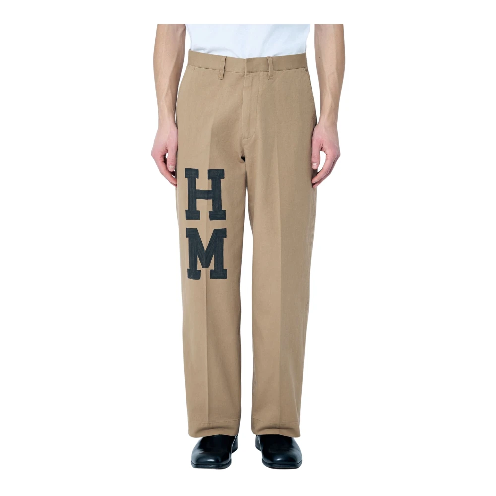 Human Made Logo Print Wide Chino Byxor Brown, Herr