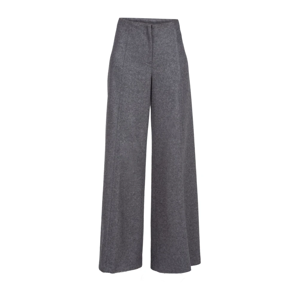 Liviana Conti Grijze Cashmere Blend Palazzo Broek Black Dames