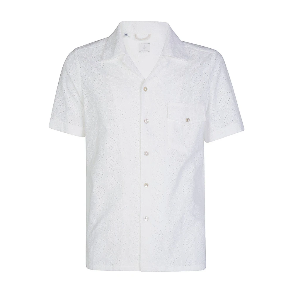 Eleventy Korte mouw katoenen bowling shirt White Heren