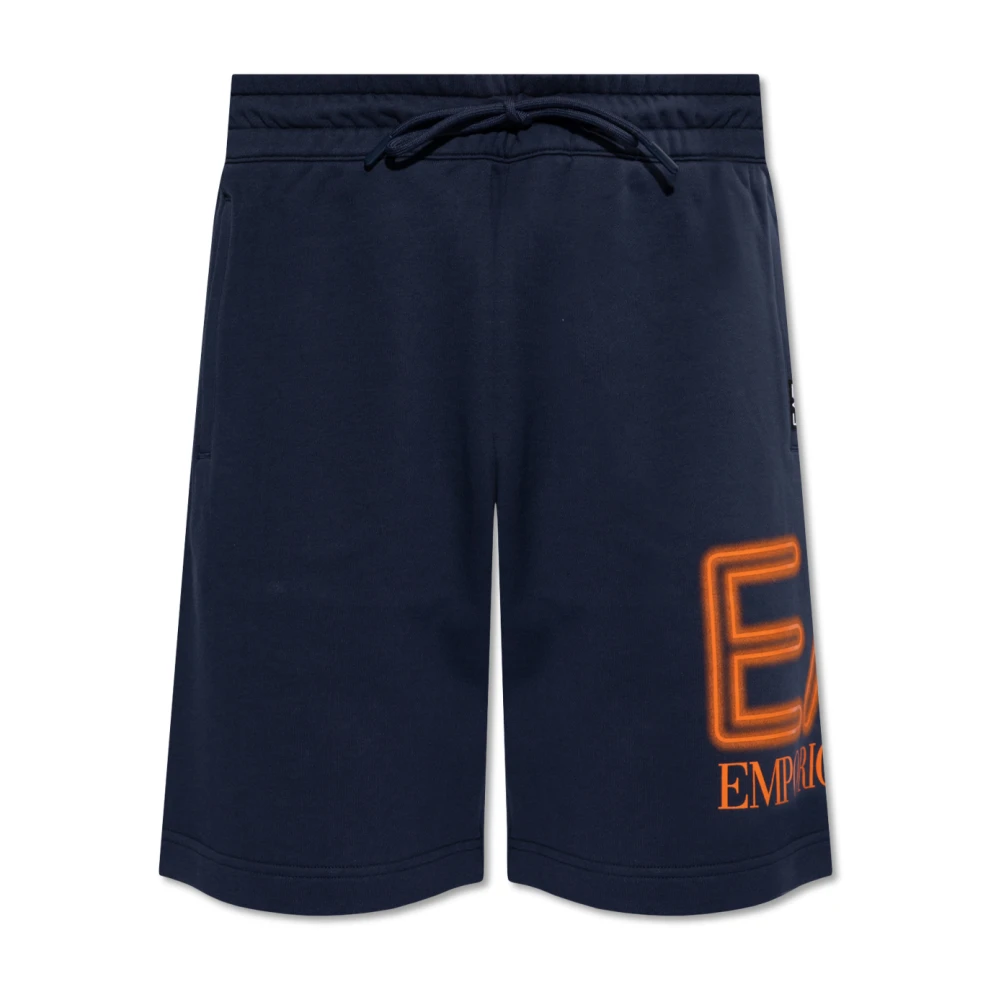 Emporio Armani EA7 Shorts met logo Blue Heren