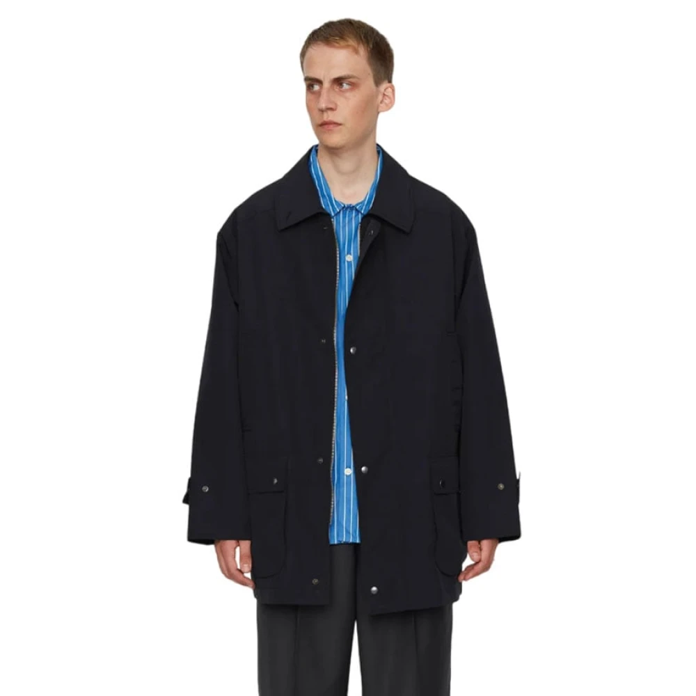 Mfpen Klassieke Zwarte Jas met Metalen Rits Black Heren