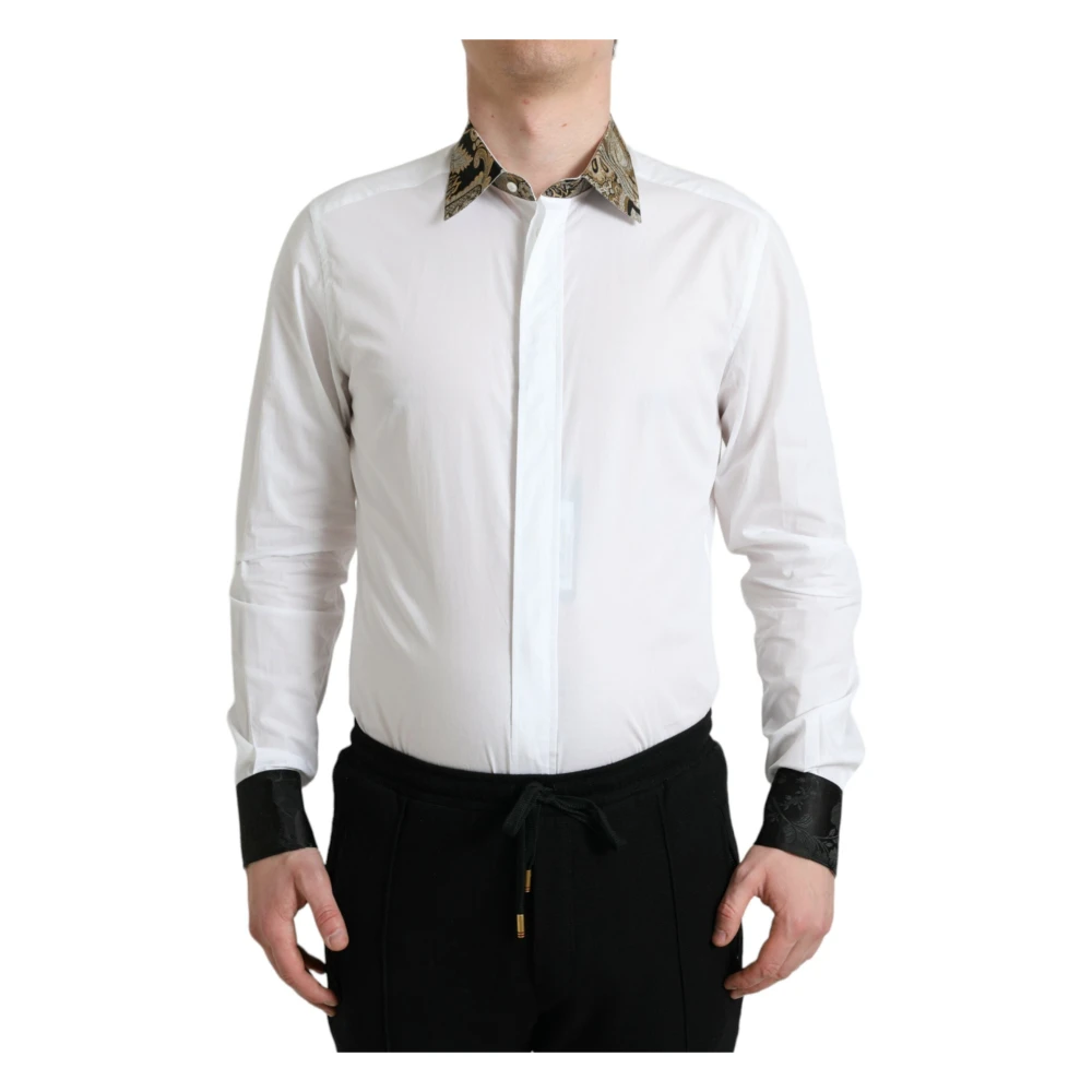 Dolce & Gabbana Men's White Gold Dress Shirt - Formal Shirts - S - Shirts