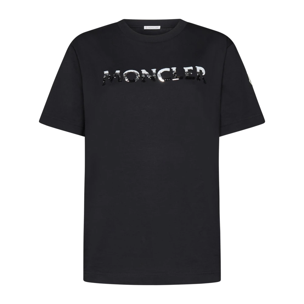 Moncler Paillet T-shirt Zwart Gradiënt Effect Black Dames