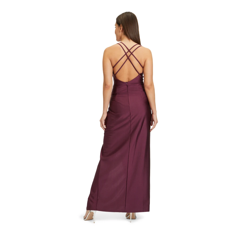 Vera Mont Elegante Avondjurk met Open Rug Design Purple Dames