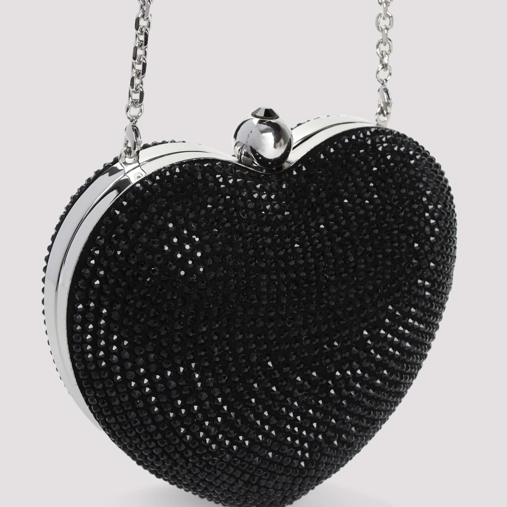 Mach & Mach Zwarte Suède Kristal Clutch Tas Black Dames
