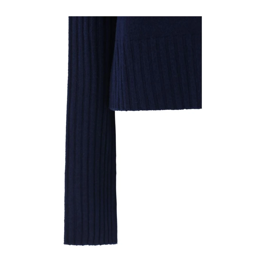Wild Cashmere Monochrome Geribbelde Wollen Trui Blue Dames