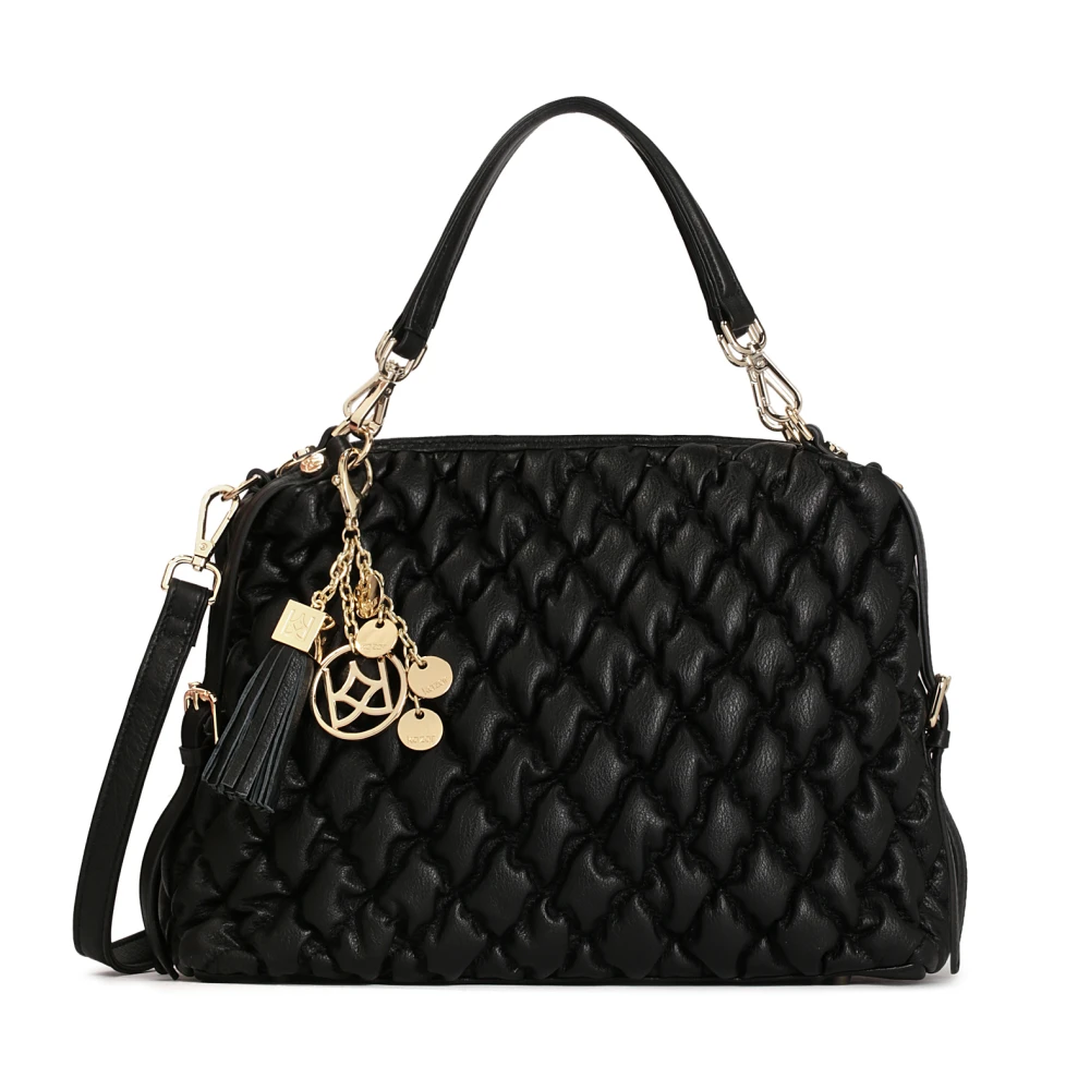 Kazar Zwarte leren armtas met een gewatteerd patroon Black Dames