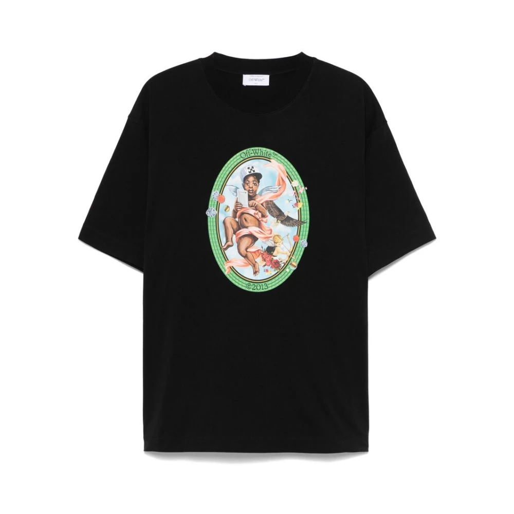 Off White Grafische Print Crew Neck T-shirt Black Heren