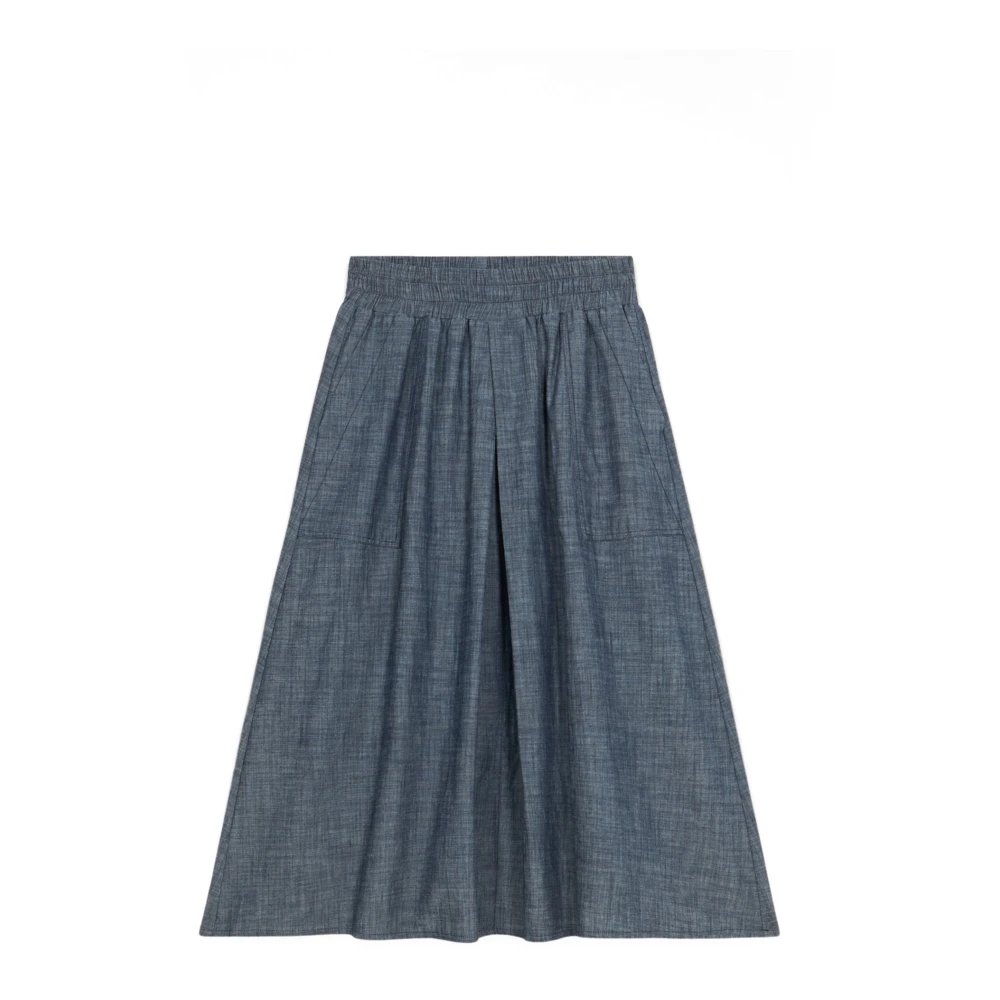 Oltre Denim-Effect Linnen Midi Rok Blue Dames