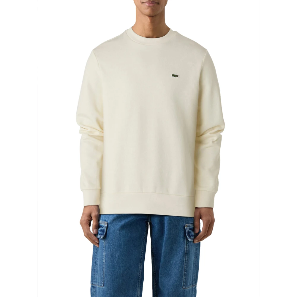 Lacoste Crème Sweater met Mini Logo Beige Heren