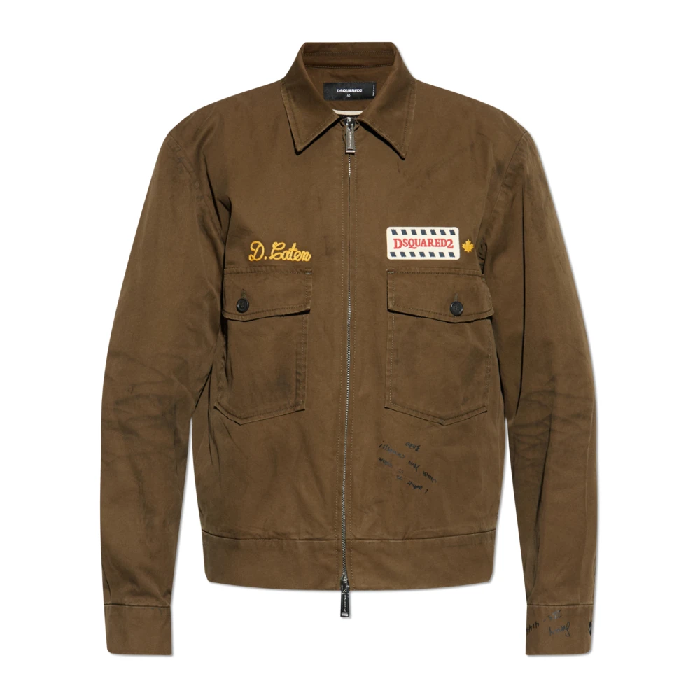Dsquared2 Mannelijk Groente Jassen Heren, Groen, L, Katoen, Jas Met Logo