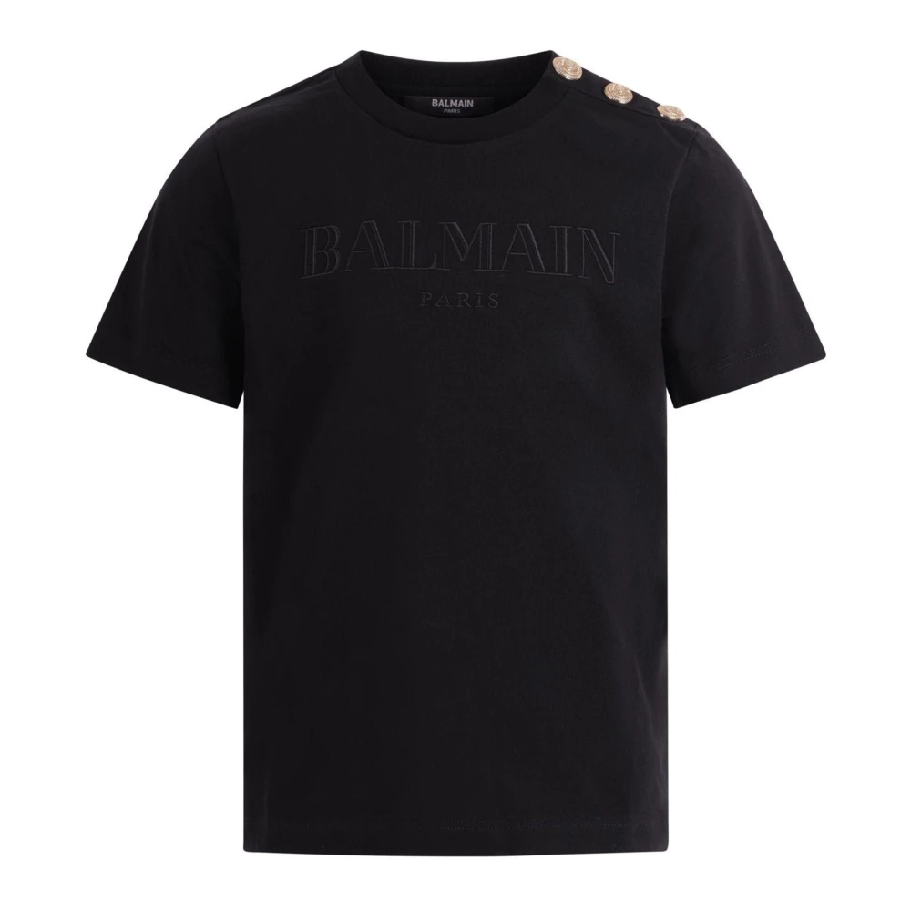 Balmain Unisex Kids Black Logo T-Shirt - Kids Short Sleeve T-Shirts - 8 Y - Kids