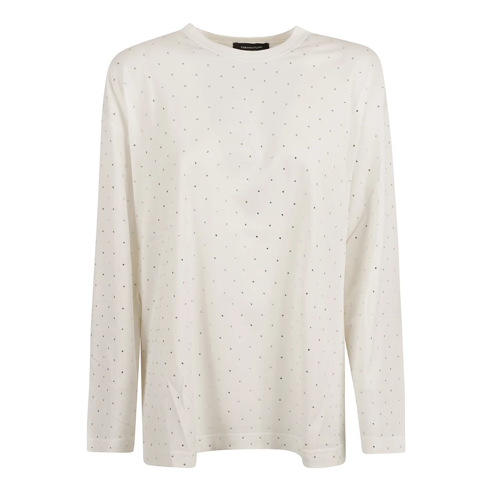 Fabiana Filippi Witte Trui met Strass Detail White Dames