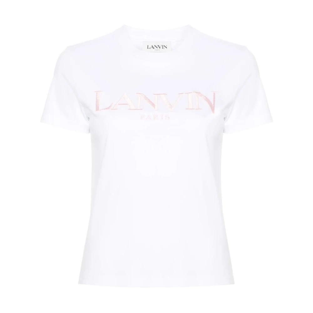 Lanvin Geborduurd Logo Witte T-shirts en Polos White Dames