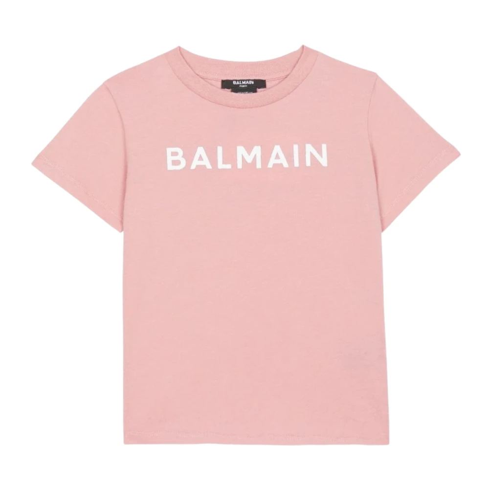Balmain Girls Pink Kids T-Shirt With Logo
