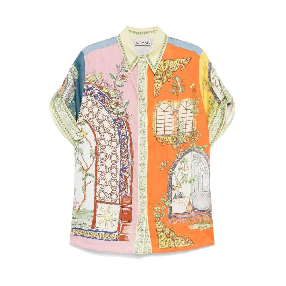 Alemais Tangerine Linnen Kleurblok Overhemd Multicolor Dames