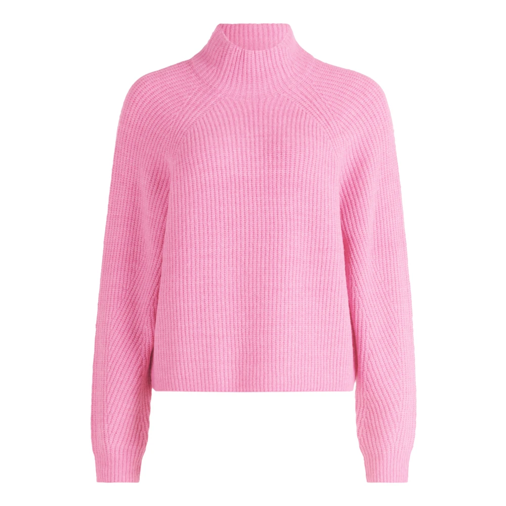 Betty & Co Chunky Gebreide Hoge Hals Trui Pink Dames