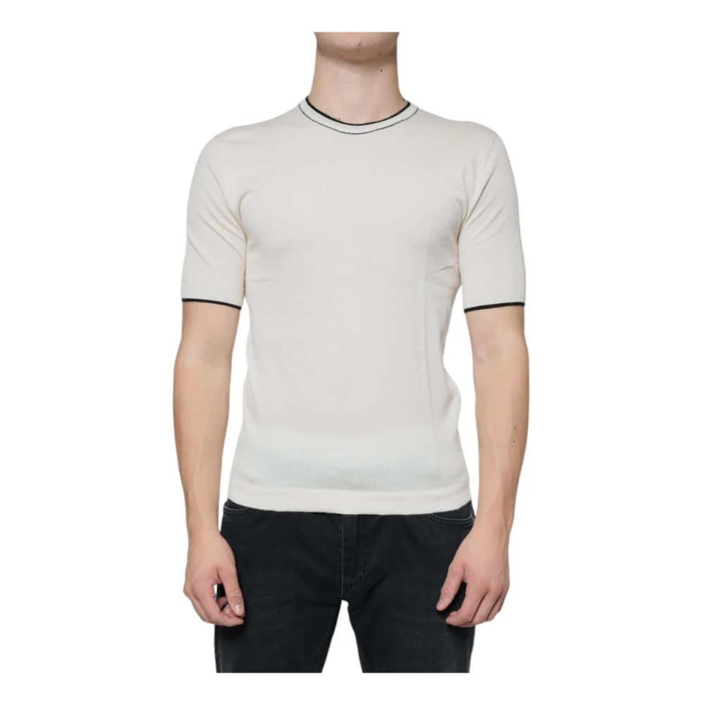 Dolce & Gabbana Luxe Cashmere Crew Neck T-Shirt White Heren