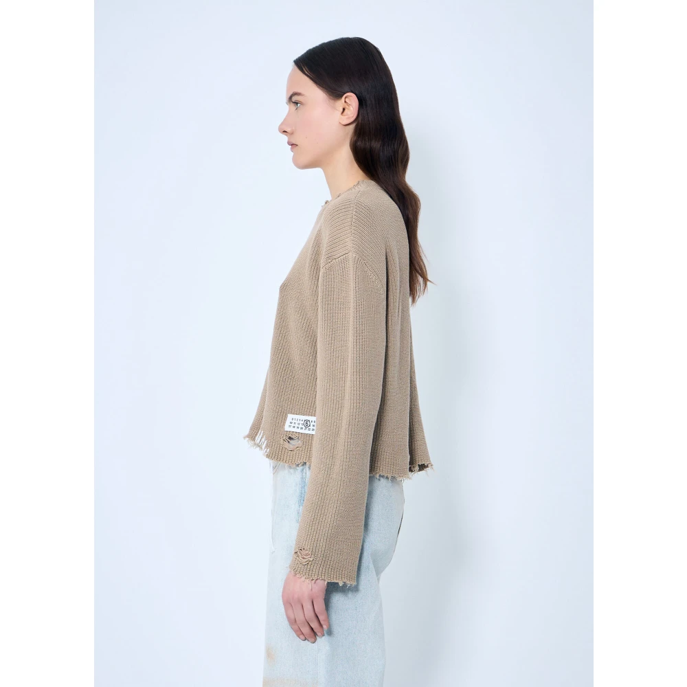 MM6 Maison Margiela Gestoorde gebreide trui Beige Dames
