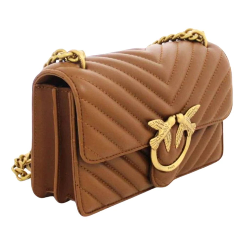 pinko Bruin Leren Mini Sheep Nappa Tas Brown Dames