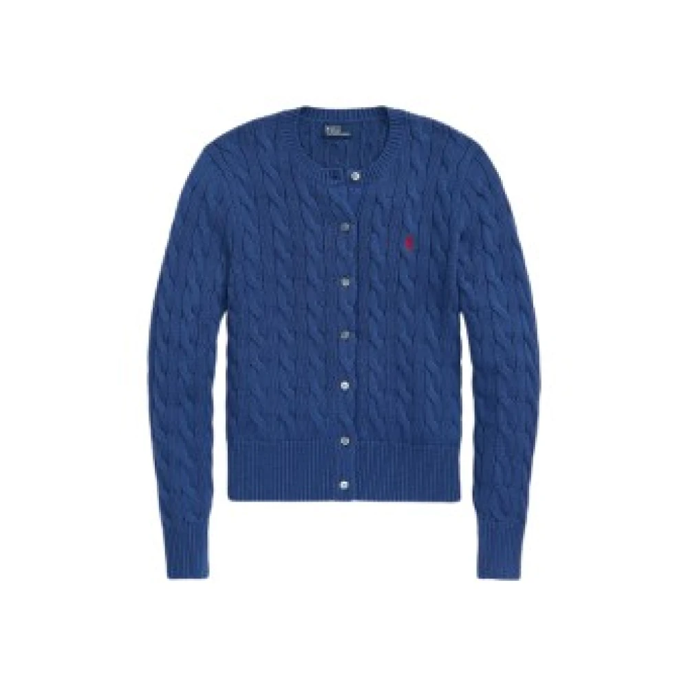 Polo Ralph Lauren Blauwe Cable Knit Sweater met Polo Pony Motif Blue Dames