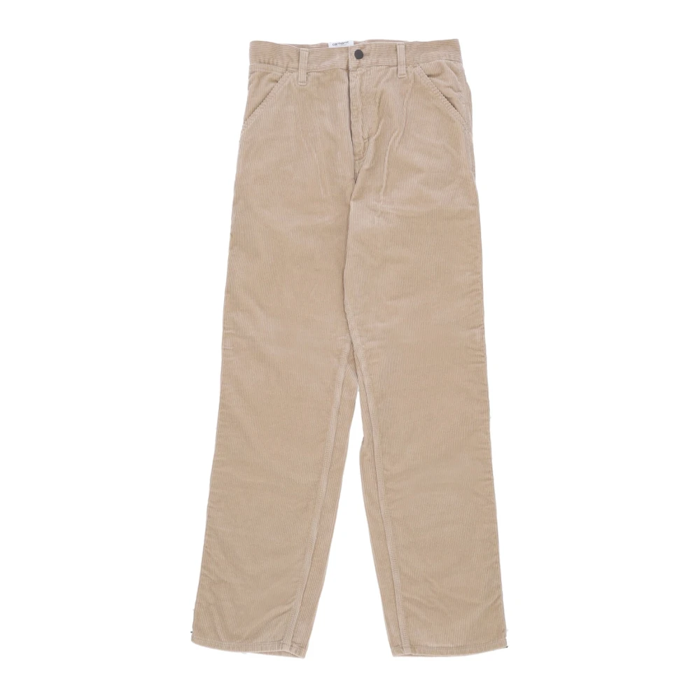 Carhartt Wip Men's Beige Velvet Workwear Trousers With Knee Patch - Straight Trousers - W36 - Trousers