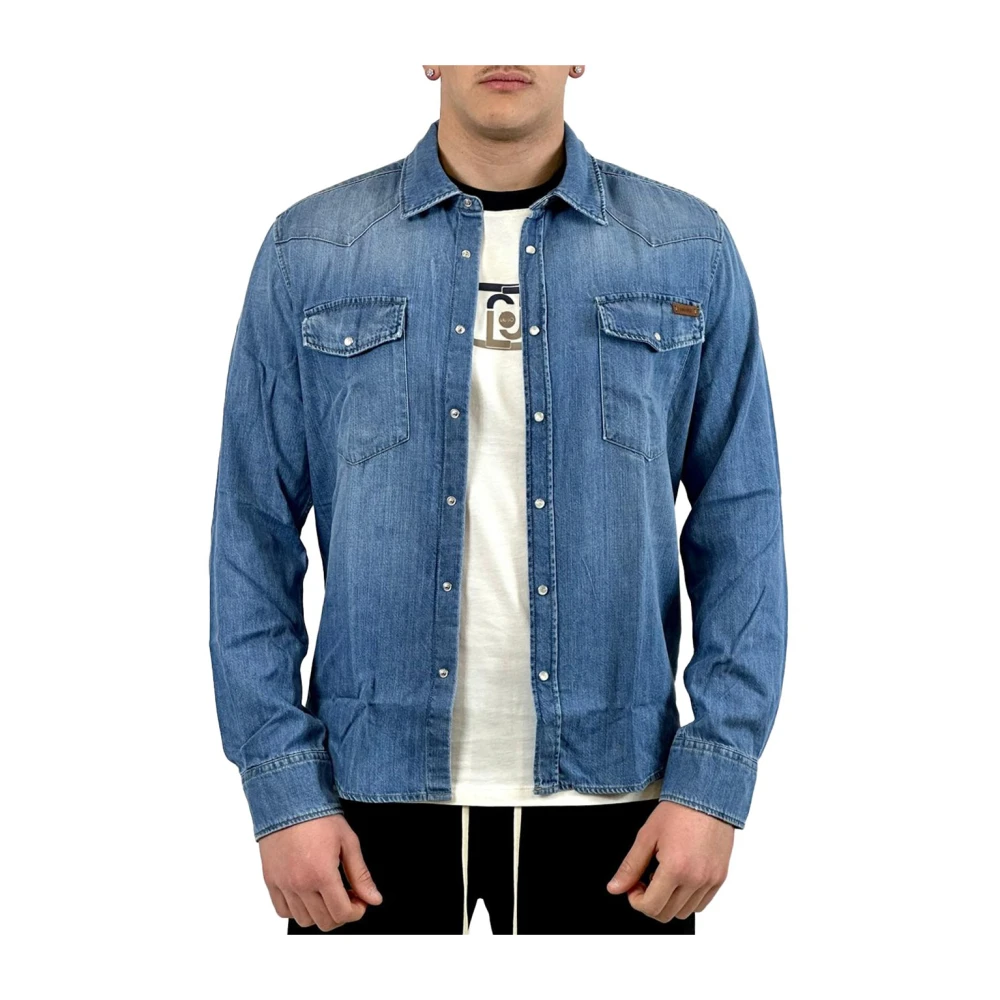 Liu Jo Mannelijk Blauw Denim Overhemd Voor Mannen