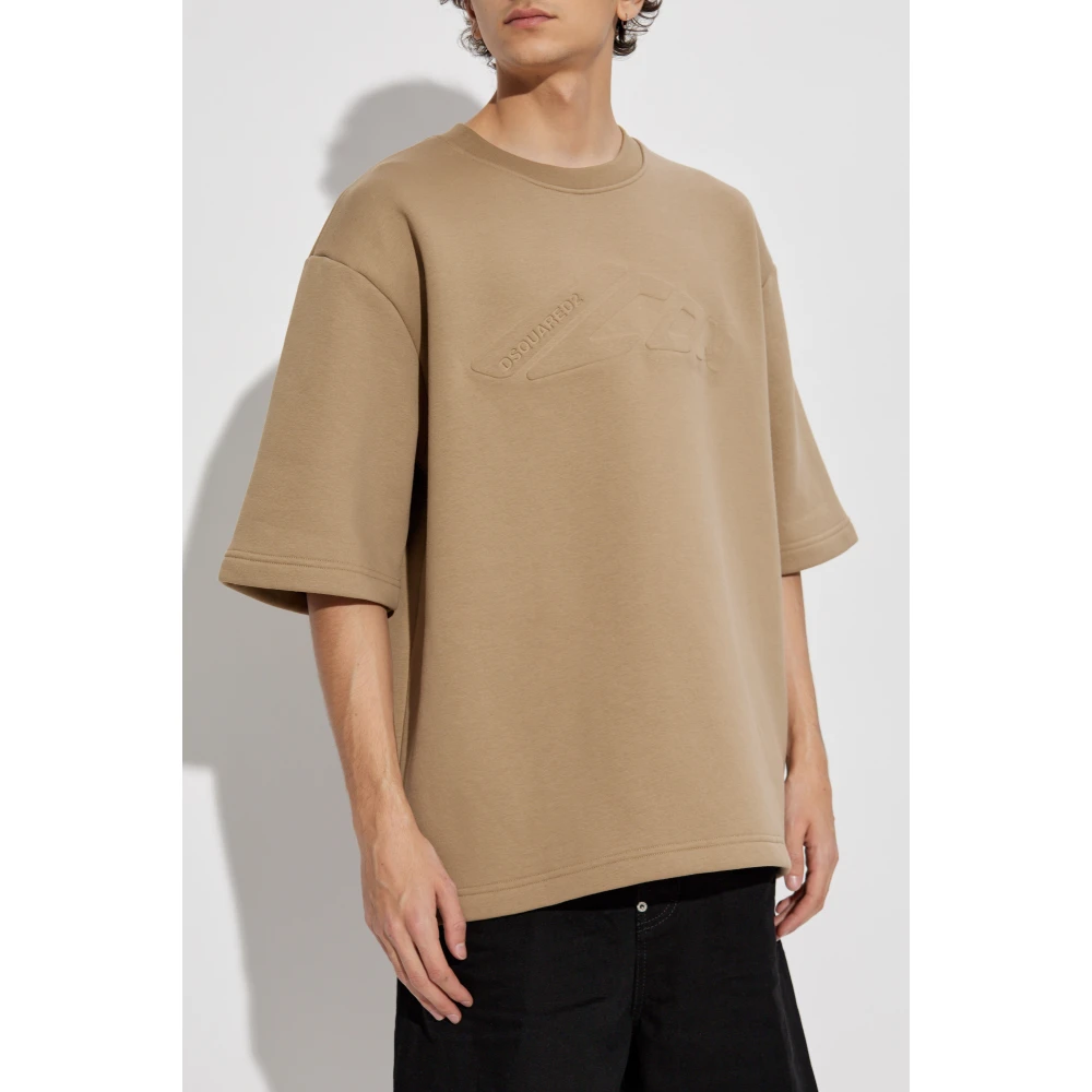 Dsquared2 T-shirt met logo Beige Heren