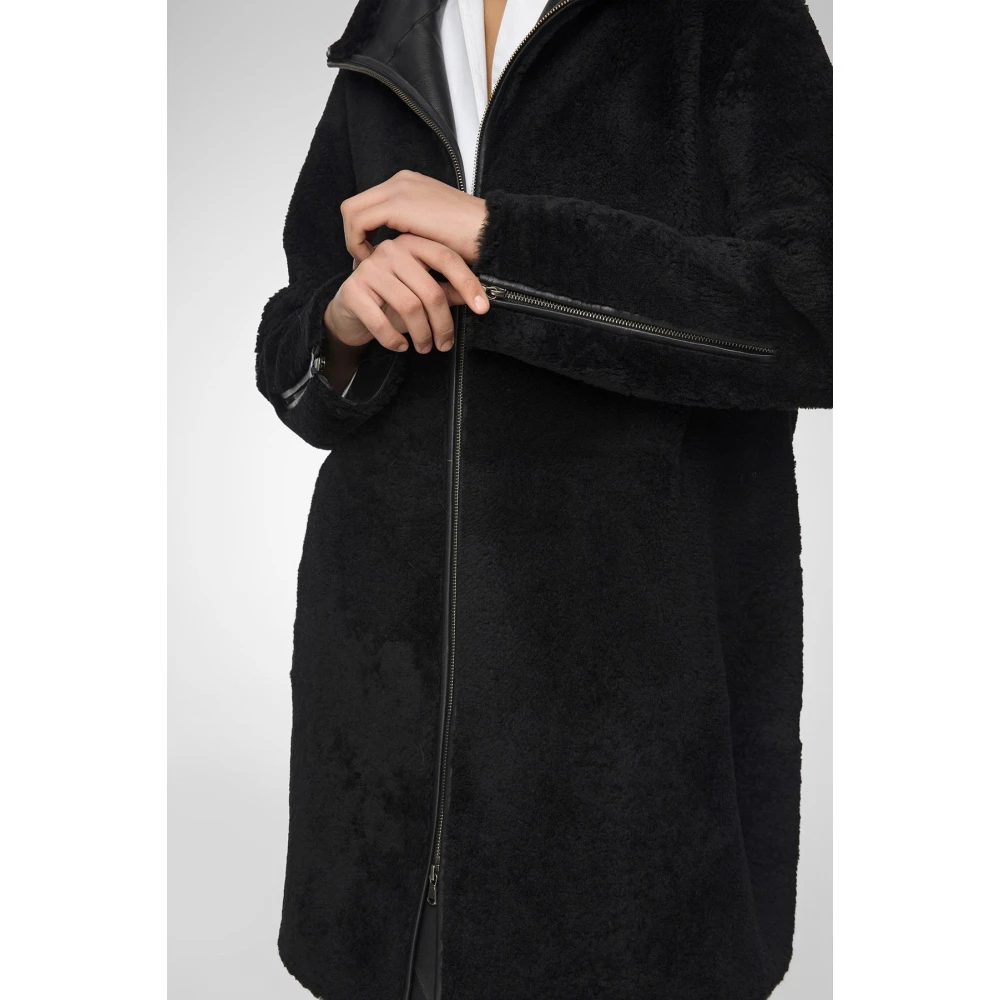 Vespucci by VSP Juliane Zwarte Shearling Jas Black Dames