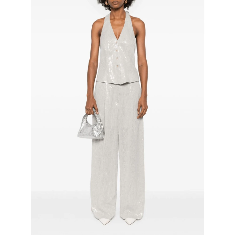 BRUNELLO CUCINELLI Paillet Halternek Jumpsuit Beige Dames
