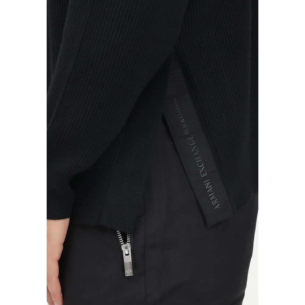 Armani Exchange Zwarte Crewneck Sweater Modern Minimalistisch Design Black Heren