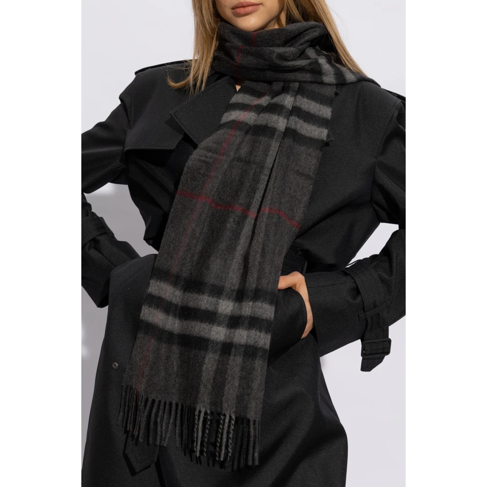 Burberry Geruite Cashmere Sjaal Black Unisex