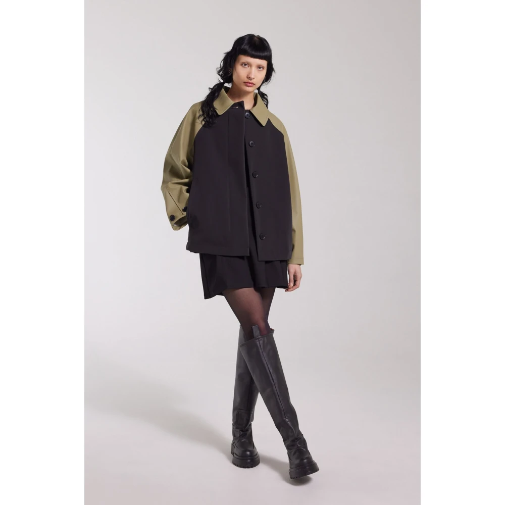 Stutterheim Waterdichte regenjas in varsity-stijl Black Dames