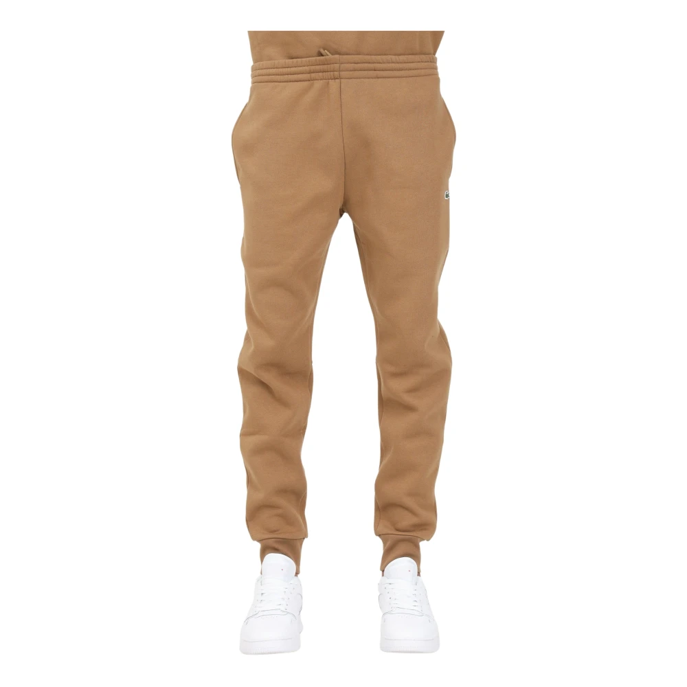 Lacoste Herr Camel Sweatpants, Slim Fit, Räfflade Anklar Brown, Herr