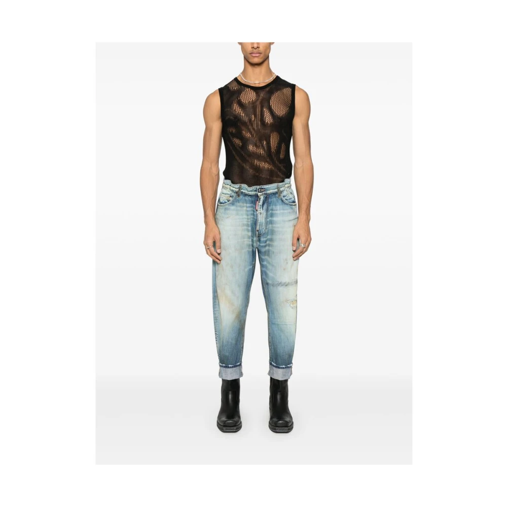 Dsquared2 Indigo Blauwe Klassieke Jeans Met Knoopsluiting Blue Heren