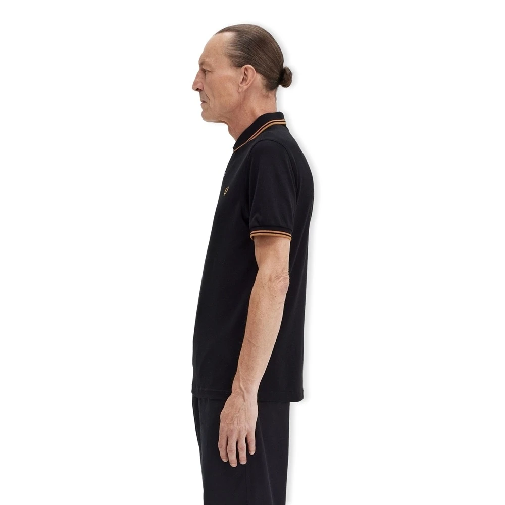 Fred Perry Twin Tipped Shirt van Katoen Black Heren
